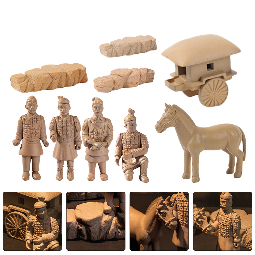 Lot de 3 Mini Terracotta Warriors PVC Décoration Cadeau pour Enfants Décoration Maison