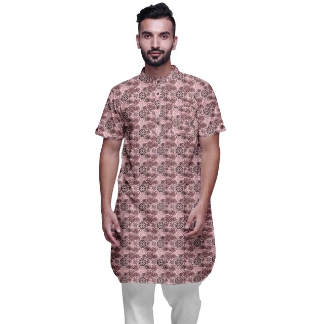 Atasi Kurta d'Été Imprimée pour Hommes Tenue de Fête Kurtas Décontractées Vêtements Ethniques
