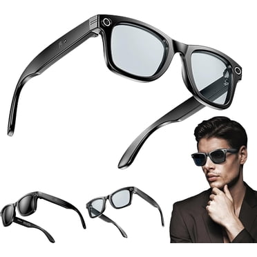 Lunettes Intelligentes IA, Caméra 800 W et Vidéo 1080P, Lunettes Intelligentes avec Caméra et Bluetooth, Lunettes IA pour Appels et Musique, Protection UV, Lunettes Anti-Lumière Bleue pour Usage Quotidien (B)