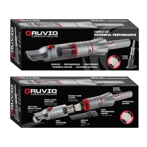 Ruvio Argent sous vide sans fil 4 Pièce High Suction Rechargeable Bagless Nettoyeur à vide portatif Double HEPA Soins de nettoyage