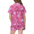 thumbnail image 4 of Ensemble de Pyjama en Satin pour Filles, Tenue d'Intérieur Classique à Boutons avec Haut à Manches Courtes Confortable et Shorts Doux, 4 of 4
