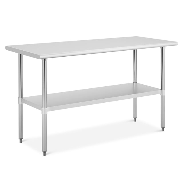 Table de Travail Commerciale en Acier Inoxydable Yiwa, Certifiée NSF, Étagères Réglables à 2 Niveaux, Pieds de Nivellement