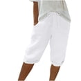 thumbnail image 1 of Dealovy Cotton Linen Shorts for Women High Waisted Drawstring Lightweight Knee Length Shorts with Pockets, 1 of 6