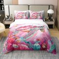 thumbnail image 1 of Erosebridal Housse de Couette pour Enfants Tortue de Mer 100 % Coton Format Simple, Ensembles de Literie Océan Rose Format Simple, Décor Côtier Marin, Réversible 2 Pcs (Sans Couette), 1 of 6
