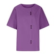 thumbnail image 4 of Mode Femme Été Col Rond Loisirs Manches Courtes Uni Boutons Hauts, 4 of 6