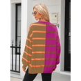 thumbnail image 4 of ORUYROP Chandail à Rayures pour Femmes Col Rond Manches Longues Tricoté Bloc de Couleur Décontracté Ample Léger pour Femmes, Orange, TTG, 4 of 5