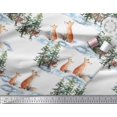thumbnail image 2 of Soimoi White Georgette Viscose Fabric Fox & Pine Tree Print Fabric by the Yard 42 Inch Wide, 2 of 5