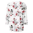 thumbnail image 3 of T-shirts d'Été pour Femmes Mode Femme Col Rond T-Shirt à Manches 3/4 Blouse Imprimée Hauts Chandail T-Shirts pour Femmes Mode T-Shirts pour Femmes pour l'Été T-Shirts à Manches 3/4 pour Femmes, 3 of 6