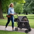 thumbnail image 2 of Gymax Poussette pour Chien pour Petits et Moyens Chiens avec Double Rampe d'Entrée, Roues Tout-Terrain, 2 of 10