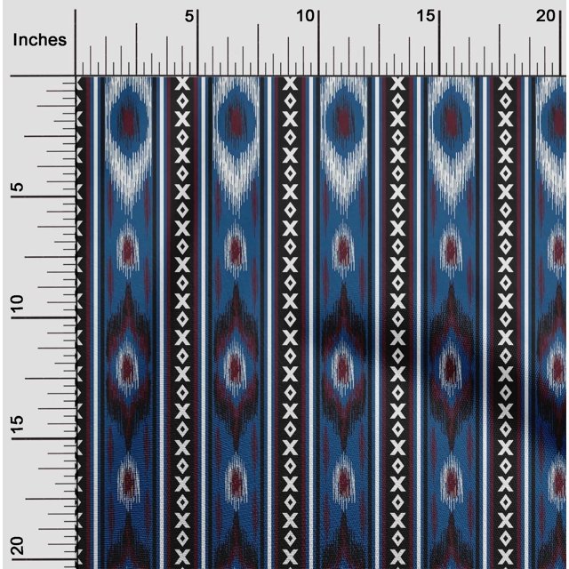 oneOone Cotton Poplin Fabric Stripe & Geometric Ikat Print Sewing Fabric BTY 42 Inch Wide