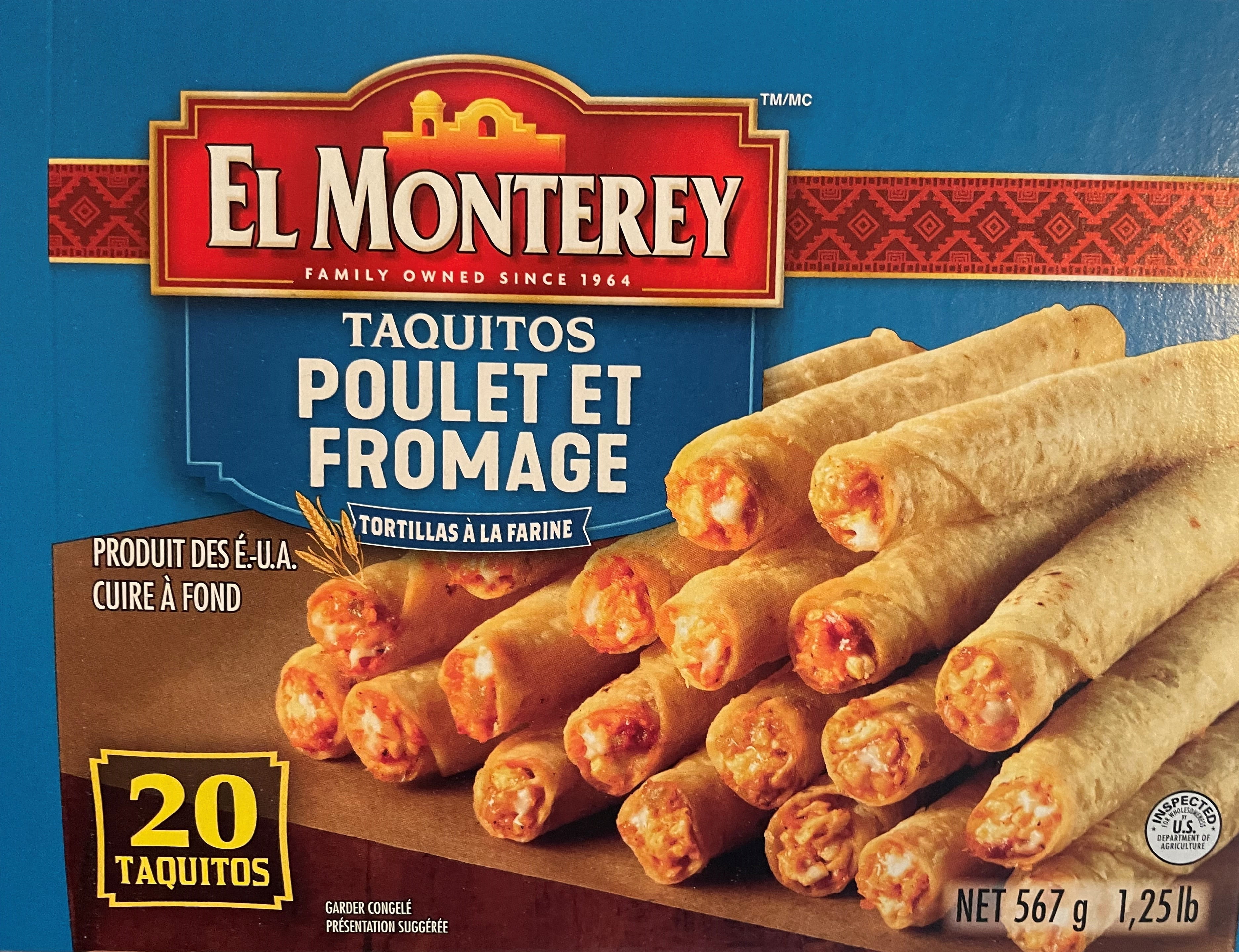 Taquitos El Monterey Poulet et Fromage gelé Taquitos Poulet et Fromage