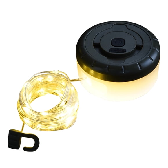 yeacher 2-in-1 Outdoor LED Camping Light String with RGB & Warm White/Yellow Light, Rechargeable Battery, IP44/67 Waterproof, 26.2ft for Tent, RV, Party Decoration