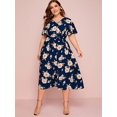 thumbnail image 4 of U.Vomade Women's Plus Size Dress Floral Button Dress, 4 of 5