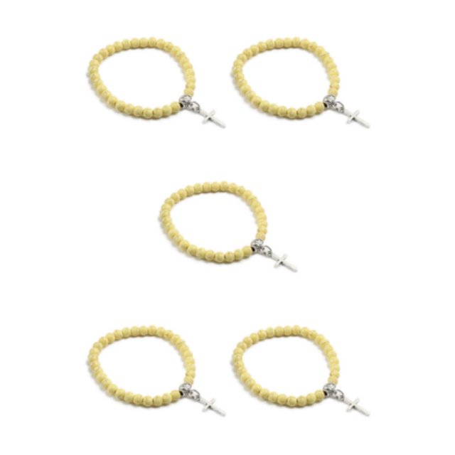 Baohd Stylish And Comfortable Beaded Bracelets For Wear Gift Cross Pendant Bracelets yellow 5Set