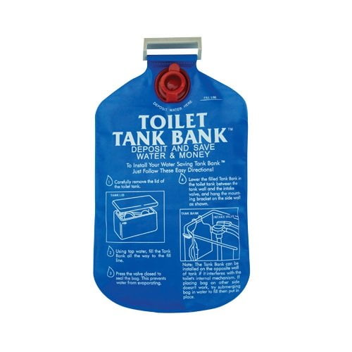 Niagara Réservoir de Toilette Économique en Eau, Sac de Déplacement Bleu pour Réduire la Consommation d'Eau dans les Réservoirs de Toilettes Anciens d'Environ 0,8 Gallon par Chasse. Il Comprend une valve Rouge pour le Remplissage, un Crochet pour l'Installation et des instructions Imprimées pour une installation Facile.