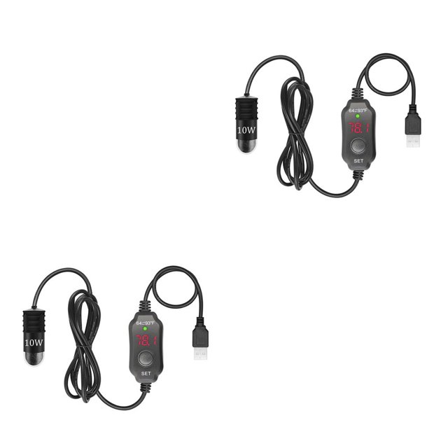 maskred Chauffe-Aquarium Électrique Portable à Écran Numérique avec Boutons, Température Réglable, Interface USB, Chauffe-Aquarium 2 Ensembles