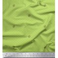 thumbnail image 1 of Soimoi Green polyester Crepe Fabric Lady Finger & Dots Print Sewing Fabric Yard 42 Inch Wide, 1 of 5
