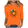 thumbnail image 1 of Dadaria T-Shirt Orange pour Femme, Manches 3/4, Col Rond, Grande Taille, Chandail d'Été, Blouses, TG, 1 of 5