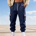 thumbnail image 1 of Ceisia Men Solid Color Loose Casual Pants Elastic Waist Drawstring Sports Gift Work Trousers, 1 of 9