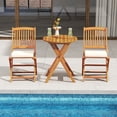 thumbnail image 4 of Costway Outdoor Folding Chairs Set of 4 Acacia Wood High-Back Chair with Seat Cushions Beige, 4 of 8