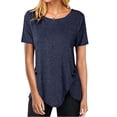 thumbnail image 4 of AherBiu T-Shirts pour Femmes Grande Taille Col Rond Coupe Ample T-Shirts Surdimensionnés T-Shirts d'Été Confortables Ourlet Uni, 4 of 6