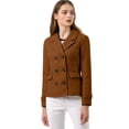 thumbnail image 2 of INSPIRE CHIC Women's Winter Worsted Notched Lapel Double Breasted Short Peacoat, 2 of 6