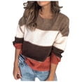 thumbnail image 1 of WUANDIXFA Ladies Fall Sweaters Women Kintted Tops Color Block Pullover Sweater Casual Winter Long Sleeve Orange,4XL, 1 of 6