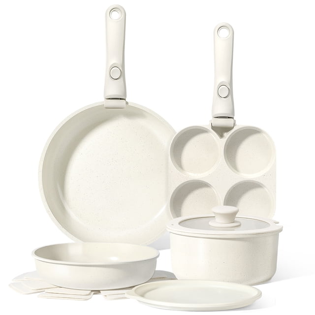Gipp 11pcs Ceramic Cookware Sets, Pots and Pans Set Non Stick with Removable Handle, Oven & Dishwasher Safe,Induction Cookware