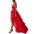 thumbnail image 2 of Fortune Women Tulle Skirt Solid Color Mesh Irregular Floor Length Party Skirt, 2 of 6