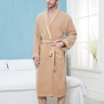 thumbnail image 2 of Penkiiy Robe en Molleton Peignoir Homme Uni Décontracté Garder au Chaud Poche Robe de Nuit Peignoir L Café, 2 of 6