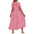 thumbnail image 4 of AherBiu Robes Fluides pour Femmes 2024 Été Robe Maxi à Col Rond Ample à Étages à Manches Courtes Longue Robe, 4 of 6