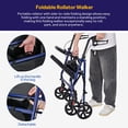 thumbnail image 3 of Déambulateur à 4 Roues avec Siège de 14 Pouces x 12 Pouces, Marchette Pliante avec Pochette de Rangement, Hauteur Ajustable, Roues de 8 Pouces, Capacité de Charge de 300 Lb, Bleu, 3 of 8