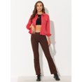 thumbnail image 3 of INSPIRE CHIC Women's Turn-Down Collar Flap Pockets Snap Button Faux Suede Jacket Small Red, 3 of 5