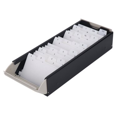 Card File Holder Organizer, High Transparent Cover Index Card Holder Iron Plastic A To Z Hold 800 Business Cards For Organize Business Cards Black