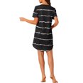 thumbnail image 3 of INSPIRE CHIC Chemise de Nuit pour Femme Col Rond Manches Courtes Nuisette Rayée 3TG Noir, 3 of 6