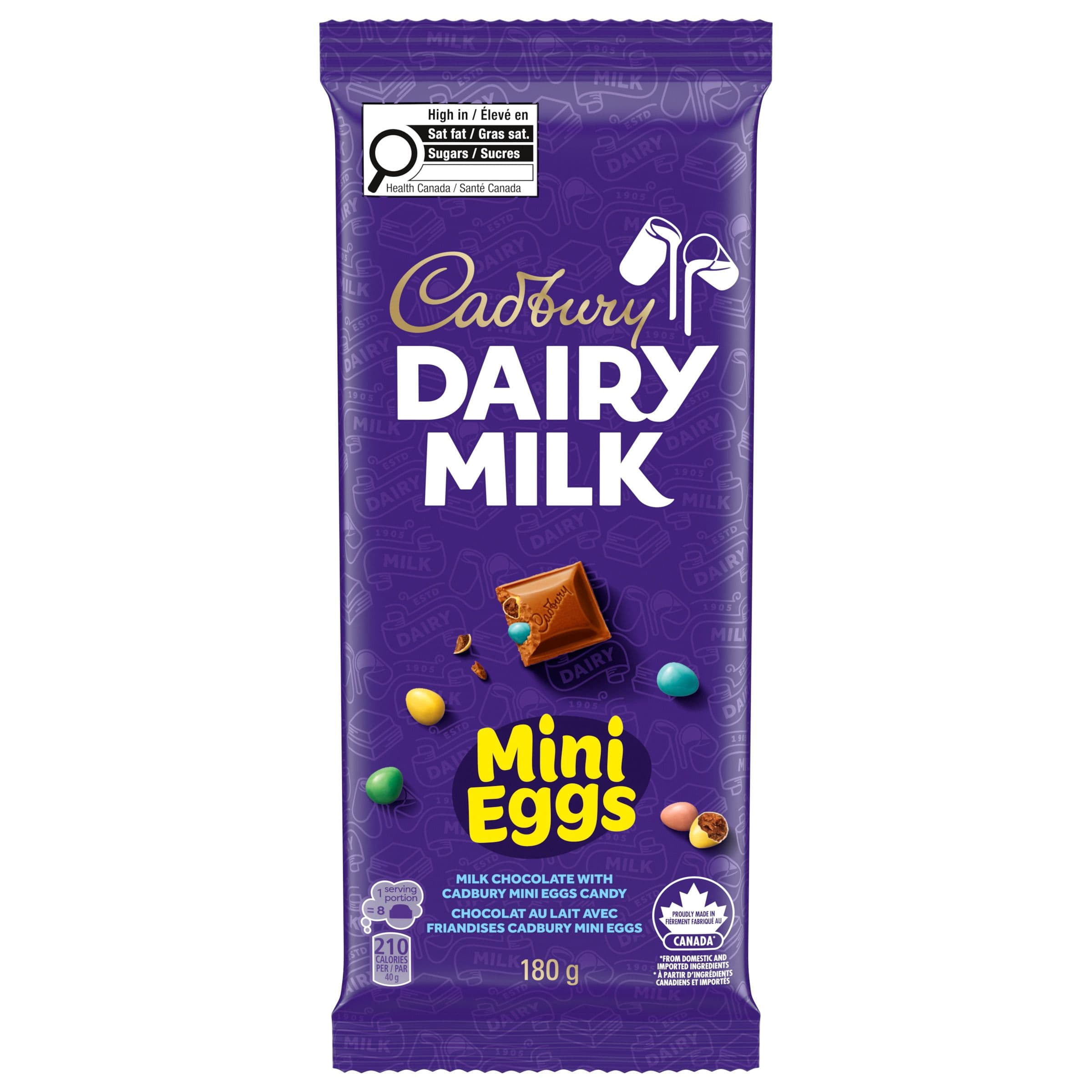 CADBURY DAIRY MILK Milk Chocolate Bar with Mini Eggs  Candy, CADBURY DAIRY MILK Milk Chocolate with CADBURY Mini Eggs, 180 g