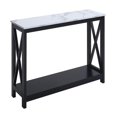 thumbnail image 2 of Oxford Table Console avec Tablette en Faux Marbre Blanc et Dessus en Bois Noir, 2 of 6