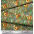 thumbnail image 3 of Soimoi Brown polyester Crepe Fabric Triangle & Pine Fruits Printed Craft Fabric by the Yard 42 Inch Wide, 3 of 5