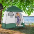 thumbnail image 2 of Outsunny Two Room Pop Up Shower Tent w/ Shower Bag, Floor, Carry Bag, Green, 2 of 10