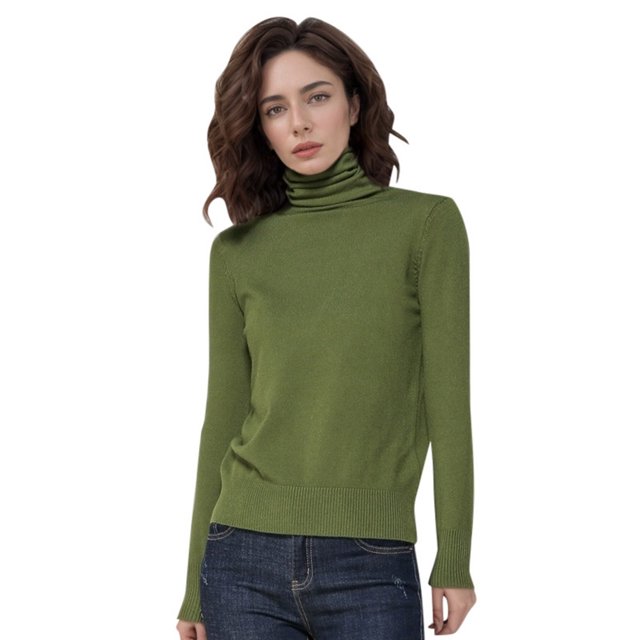 Women's Wool Seamless Turtleneck Knitted Pullover Sweater Long Sleeve First Line Tops
