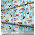 thumbnail image 2 of Soimoi Silk Fabric Fish & Shells Ocean Print Fabric by The Yard 42 Inch Wide, 2 of 2