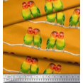 thumbnail image 3 of Soimoi Polyester Crepe Fabric Branch & Colorful Parrot Bird Printed Fabric 1 Yard 42 Inch Wide, 3 of 3