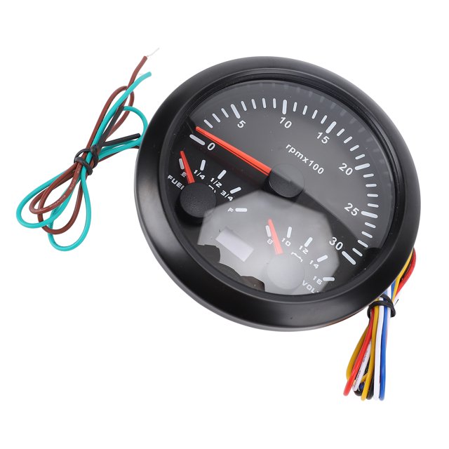 85mm Marine Tachometer, 3 in 1 Speedometer Fuel Voltmeter Gauge with 7 Colors Backlight for Truck Car RV Boat, Suitable for Truck Tractor Trailer Car RV Boat