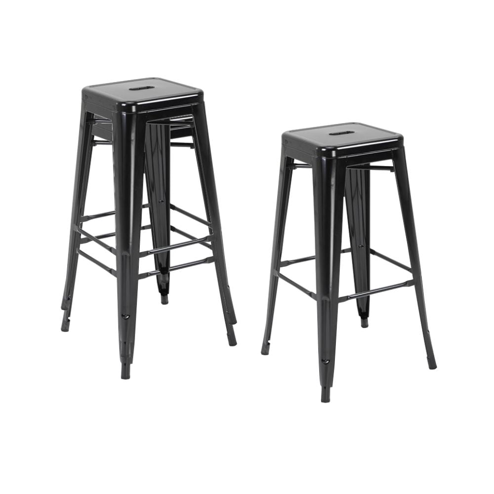 Tolix Industrial Stool in 26 H Black, Square Metal Base, Industrial Furniture, bar Stool Set of 2