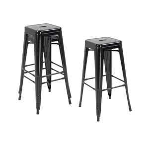 Tolix Industrial Stool in 26 H Black, Square Metal Base, Industrial Furniture, bar Stool Set of 2