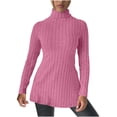 thumbnail image 1 of AherBiu Womens Sweater Tops Long Sleeve Turtleneck Ribble Knit Slim Pullover Tunic Sweaters Shirt Blouse, 1 of 5