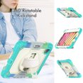 thumbnail image 4 of Case for iPad Mini 7 A17 Pro 2024/Mini 6 2021 8.3 Inch 7th/6th Gen with Screen Protector, 360 Degree Rotating Kickstand Hand Strap Shockproof Cover with Shoulder Strap, Rainbow Blue, 4 of 7