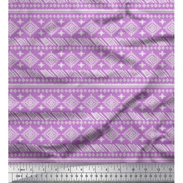 Soimoi Rayon Crepe Fabric Aztec African Print Fabric by Yard 46 Inch Wide