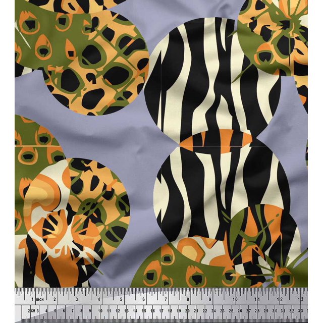 Soimoi Gray Poly Georgette Fabric Leopard & Wild Animal Skin Print Fabric by Yard 42 Inch Wide