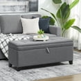 thumbnail image 2 of HOMCOM Storage Ottoman Bench, 47 Inches Linen Storage Chest, Dark Grey, 2 of 10